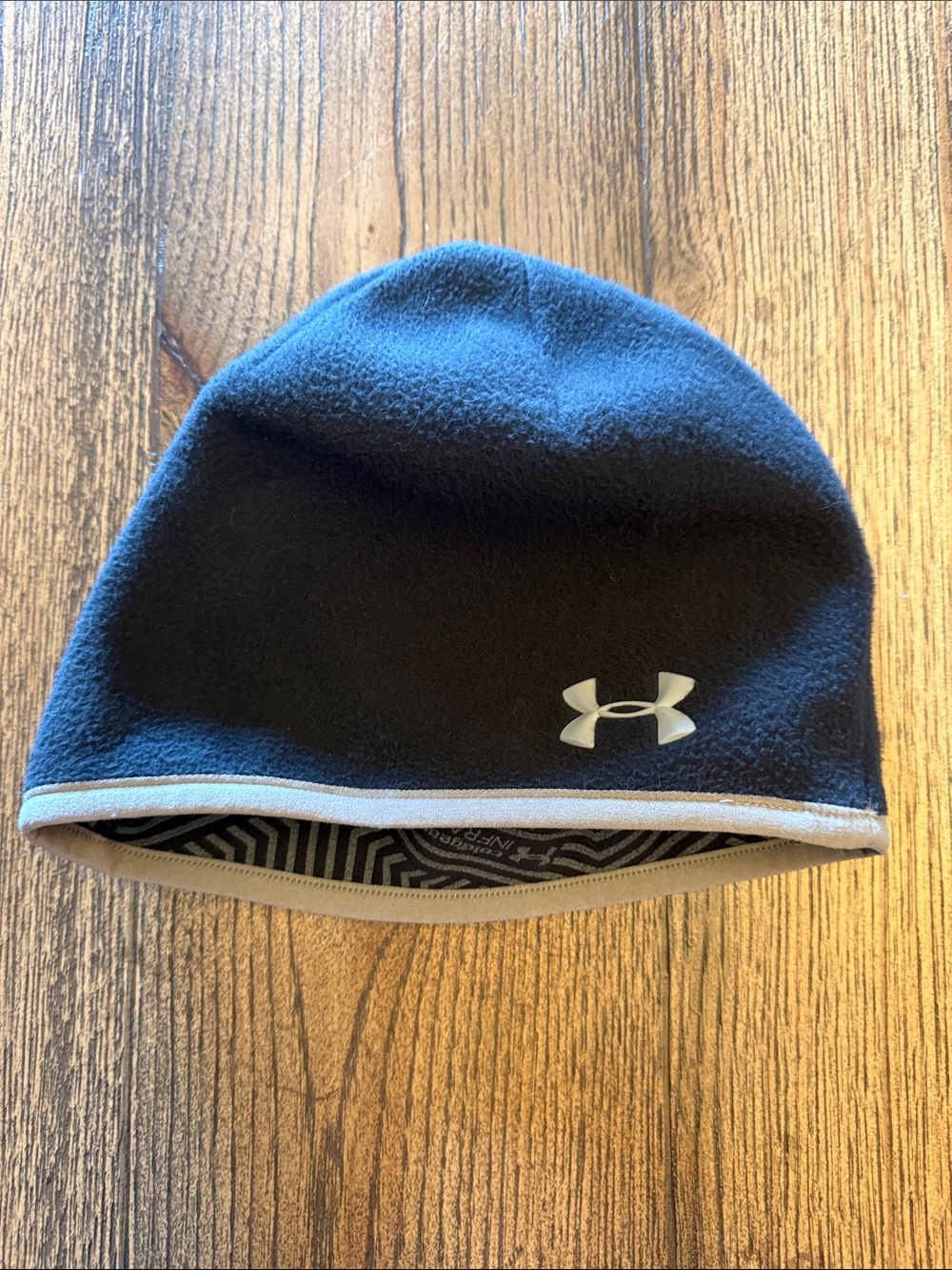 Under Armour Black Fleece Beanie with Light Gray Trim